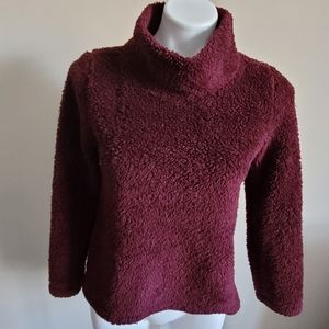 Loft Petites Sweater Dark Red Fluffy Warm SXP